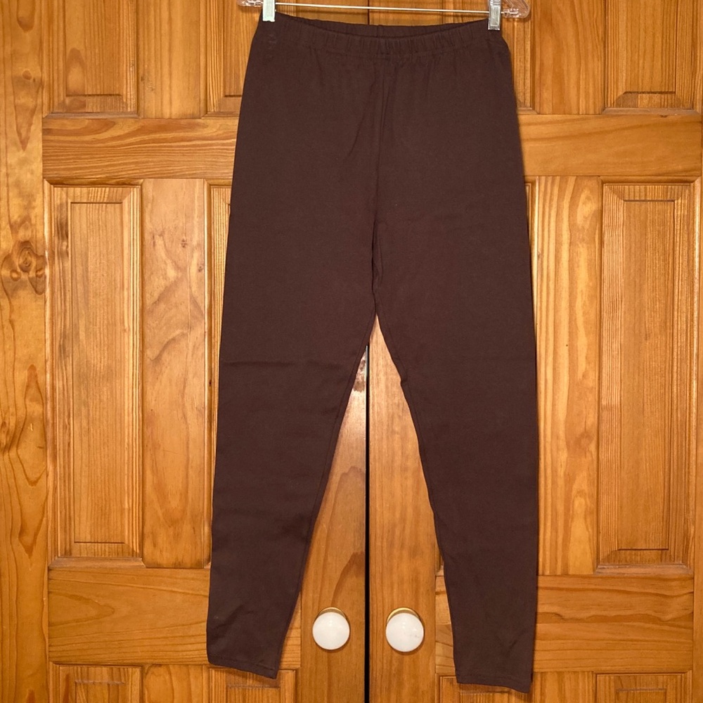 NWOT White Stag Vintage 90s Leggings Pull On Pants Elastic Waist Brown L Large